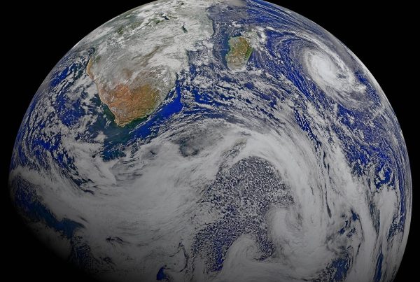 Composite image of southern Africa and the surrounding oceans was captured by six orbits of the NASA/NOAA Suomi National Polar-orbiting Partnership spacecraft on April 9, 2015